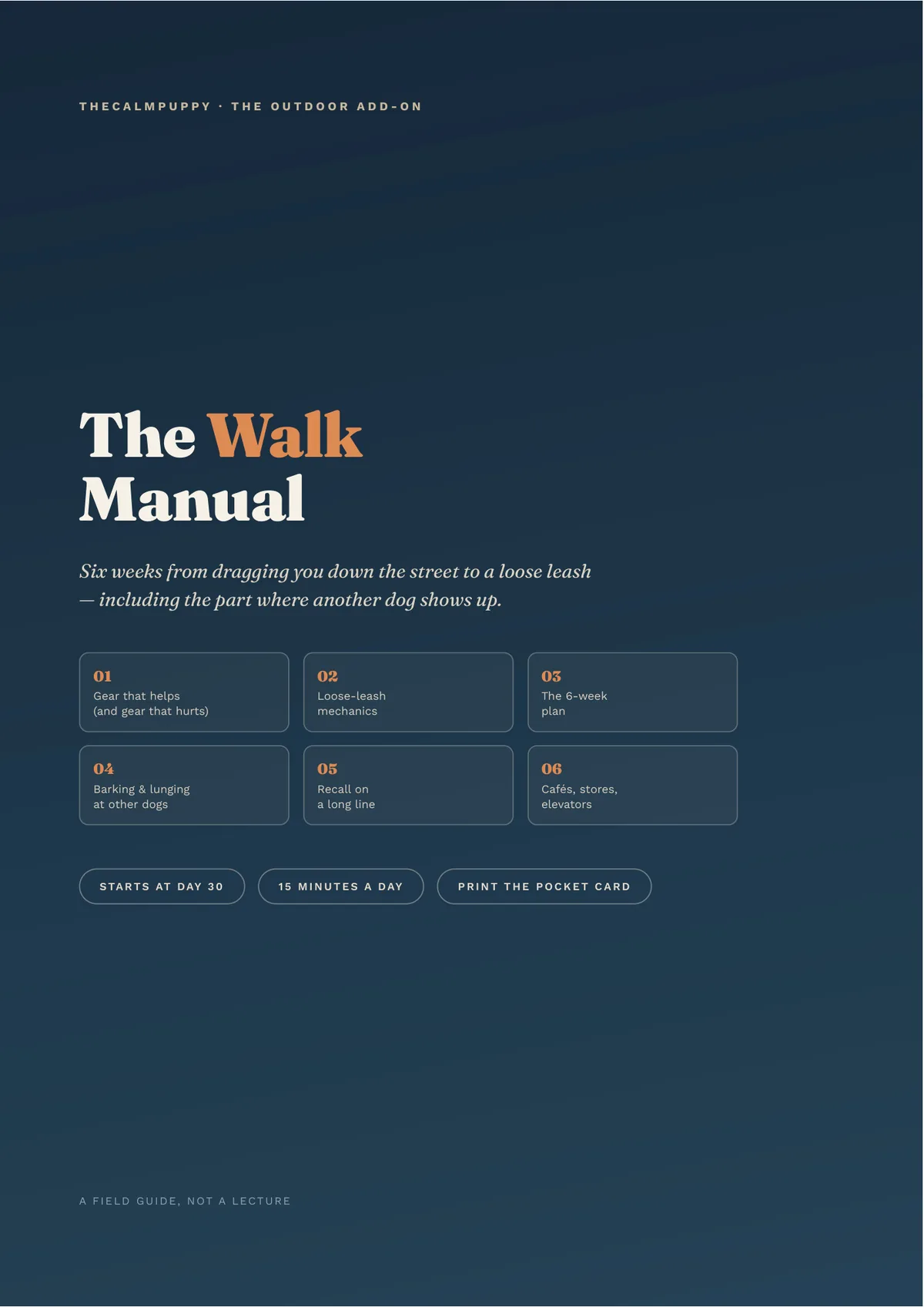 The Walk Manual — 6-week loose-leash and reactivity plan