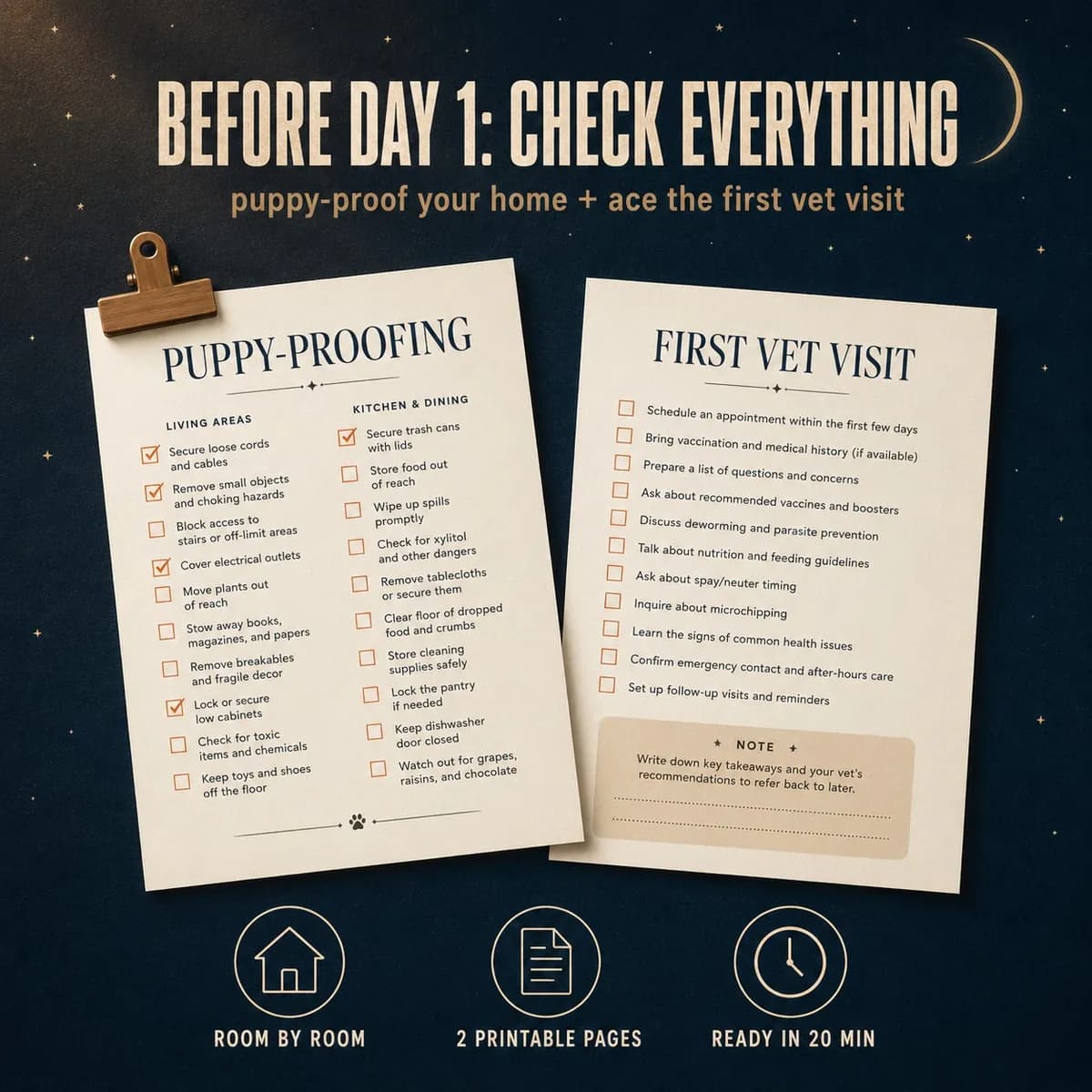 First Vet Visit + Puppy-Proofing Checklist