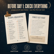 Add the First Vet Visit + Puppy-Proofing Checklist